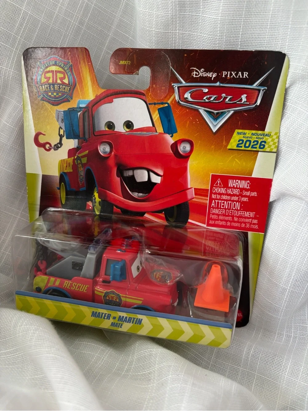 Disney Pixar Cars Race and Rescue Mater w/ cone Tow Mater Diecast Mattel 1:55